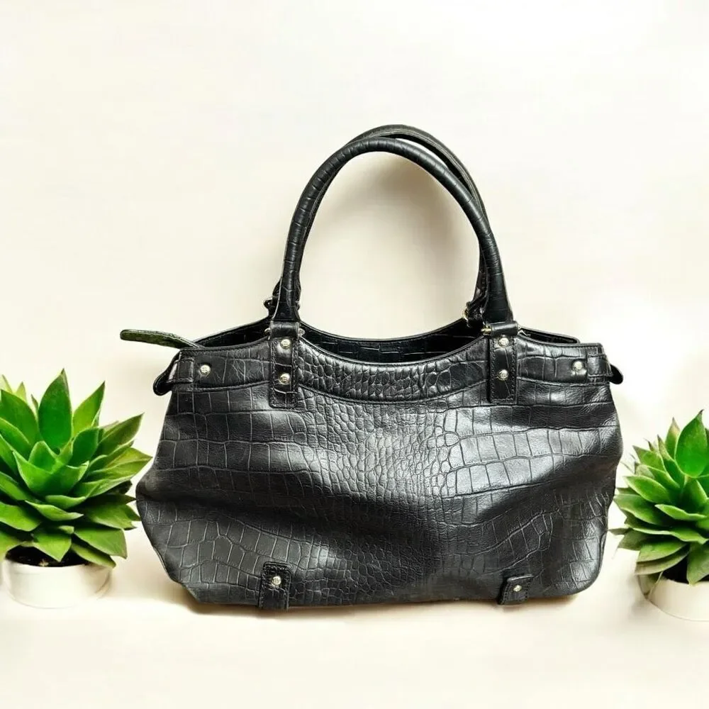 Kate Spade Black Embossed Leather Satchel